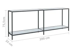 Consola|vidaxl Mesa consola 200x35x75,5 cm vidro temperado Branco
