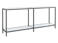 Consola* Mesa consola 180x35x75,5 cm vidro temperado PT778849 Branco