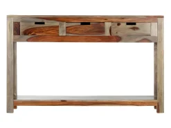 Consola| Mesa consola c/ 3 gavetas 120x30x75 cm madeira sheesham maciça PT372238 Cinzento