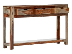 Consola| Mesa consola c/ 3 gavetas 120x30x75 cm madeira sheesham maciça PT372238 Cinzento