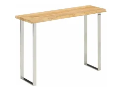 Consola*vidaxl Mesa consola c/ borda viva 105x33x76cm madeira mangueira maciça Natural claro