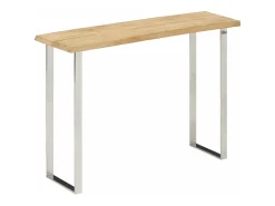 Consola*vidaxl Mesa consola c/ borda viva 105x33x76cm madeira mangueira maciça Natural claro