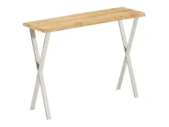 Consola|vidaxl Mesa consola c/ borda viva 105x33x76cm madeira mangueira maciça Natural claro