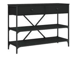 vidaxl Mesa consola c/ gavetas/prateleiras derivados de madeira Preto