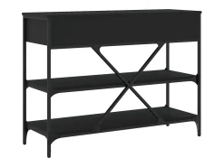 vidaxl Mesa consola c/ gavetas/prateleiras derivados de madeira Preto