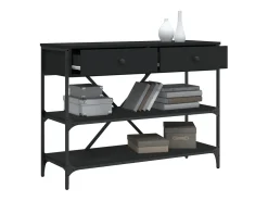 vidaxl Mesa consola c/ gavetas/prateleiras derivados de madeira Preto