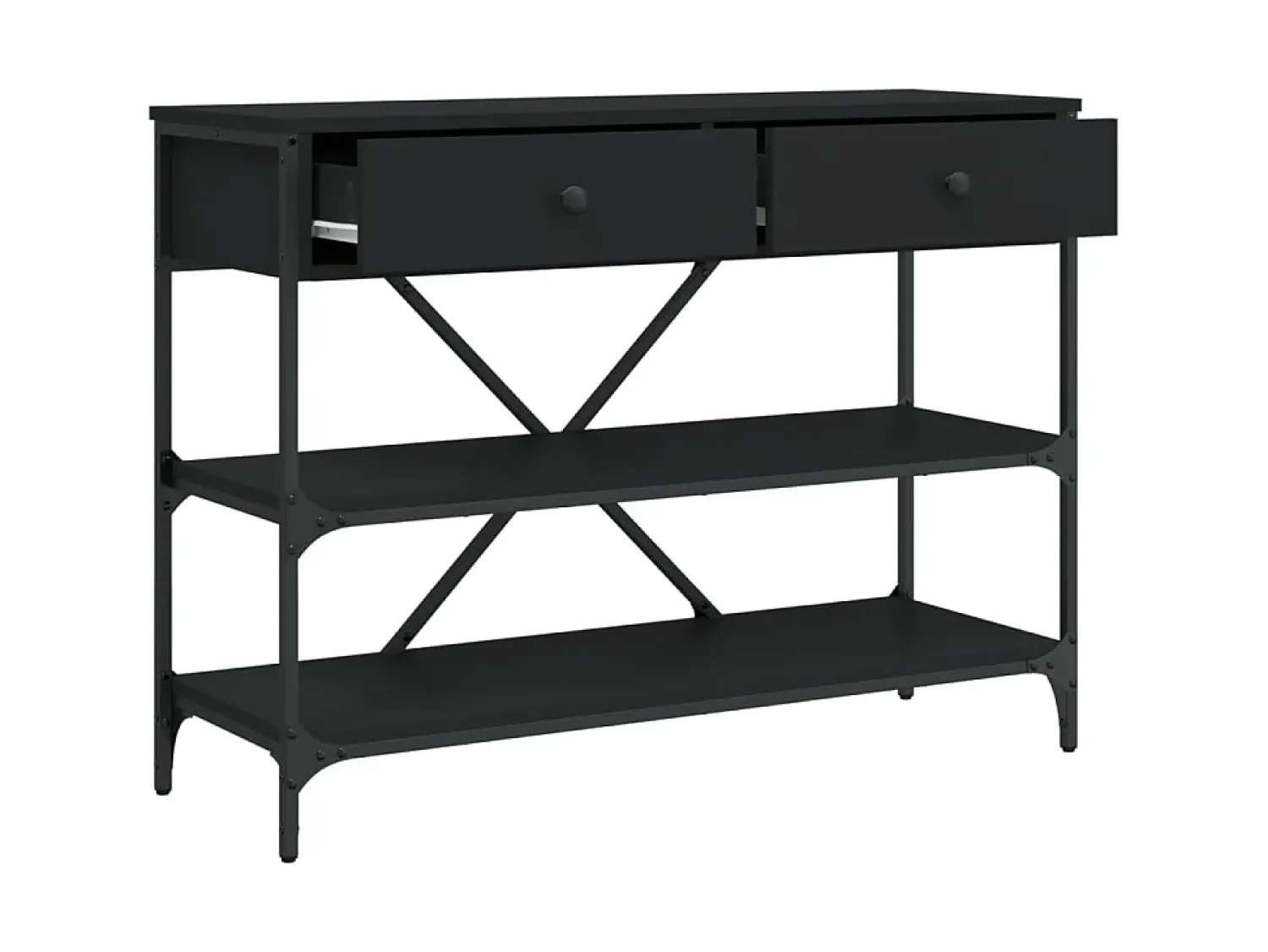 Sale Mesa consola c/ gavetas/prateleiras derivados de madeira PT521507 Preto