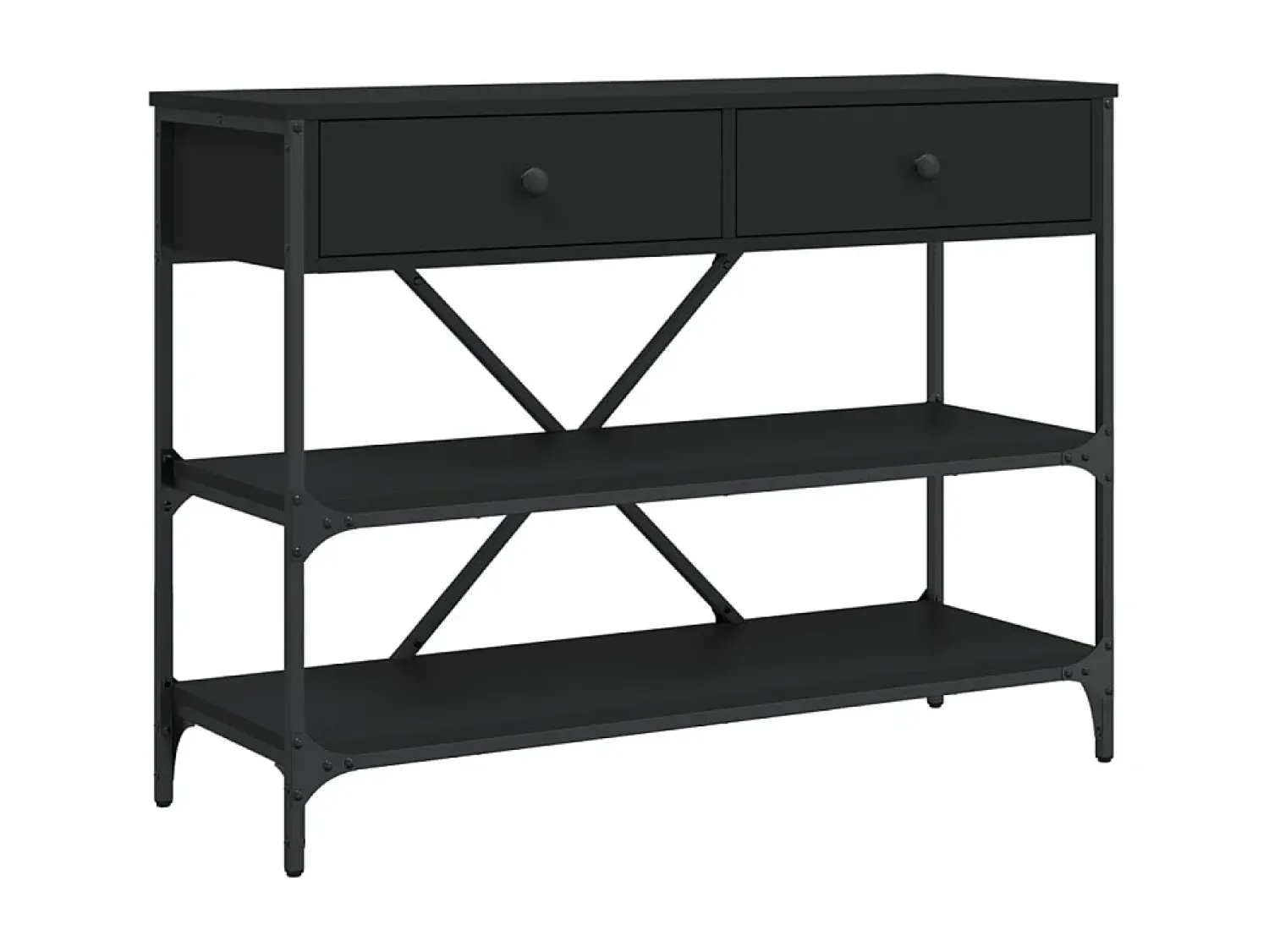 Sale Mesa consola c/ gavetas/prateleiras derivados de madeira PT521507 Preto