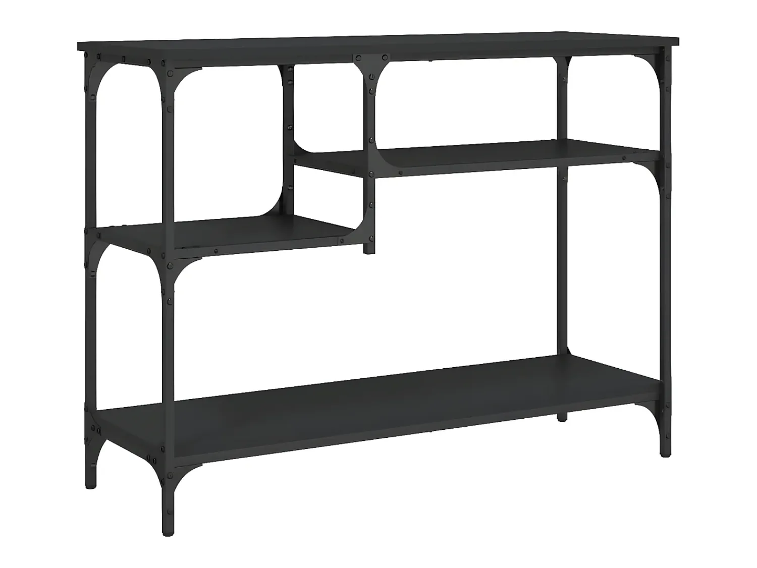 Consola* Mesa consola c/ prateleiras 100x35x75 cm PT566907 Preto