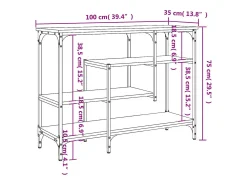 Consola*vidaxl Mesa consola c/ prateleiras 100x35x75 cm carvalho sonoma Natural claro
