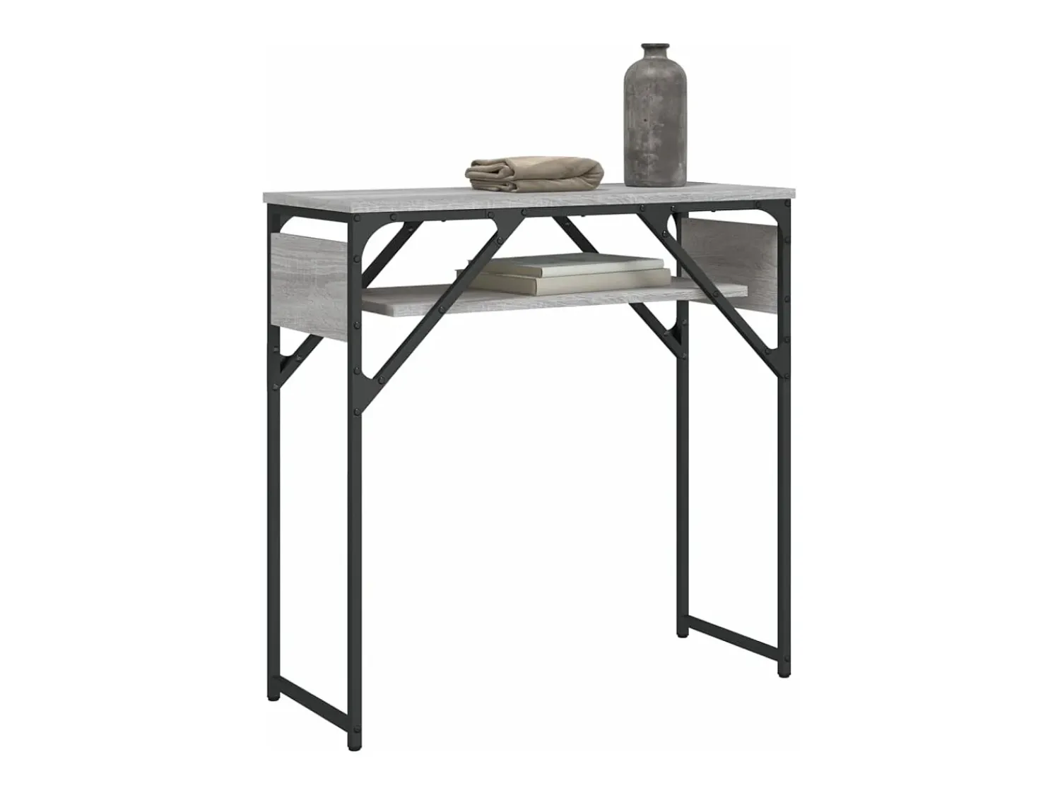 New Mesa consola c/ prateleira derivados de madeira sonoma PT484532 Cinzento