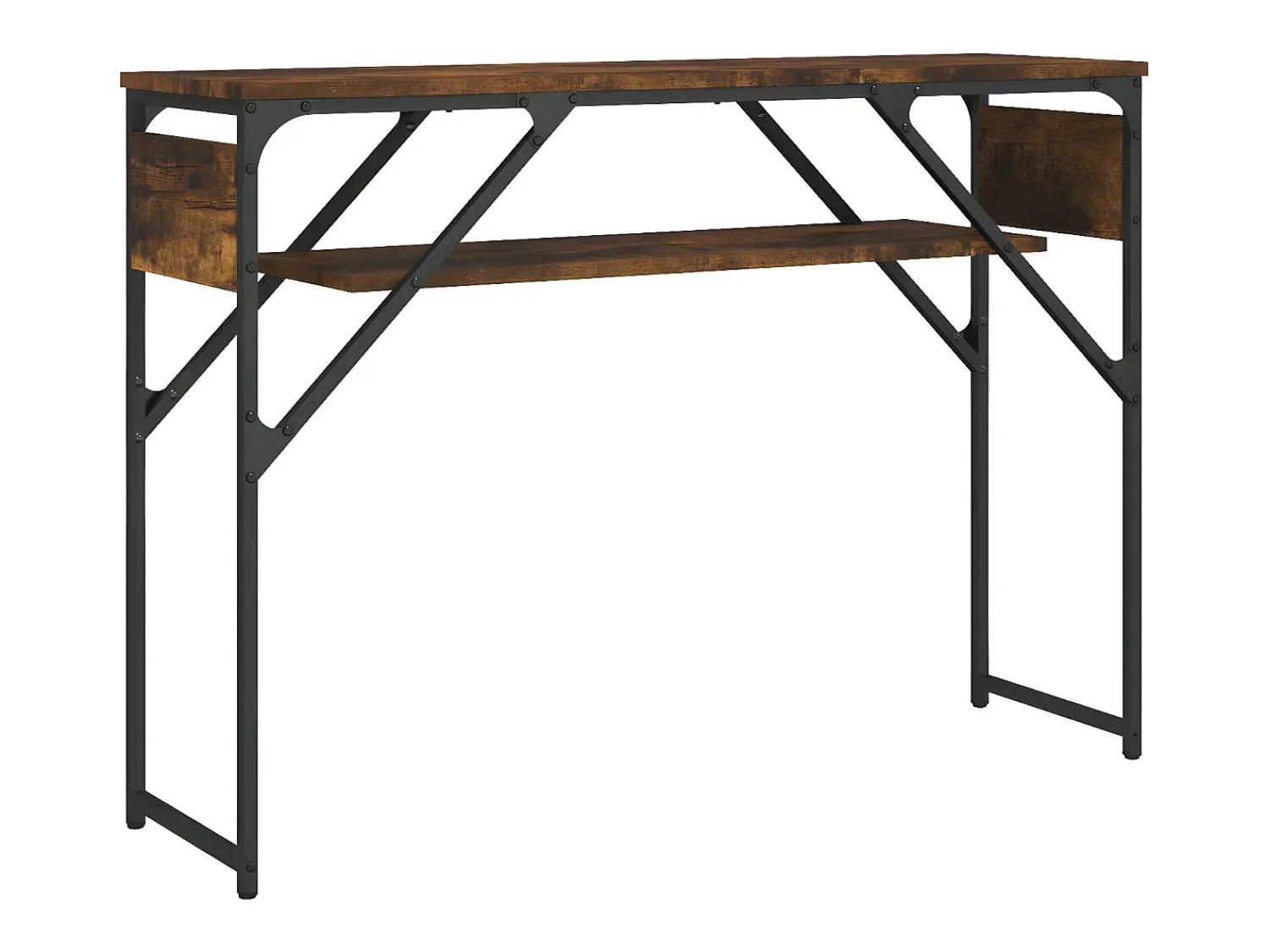 Mesa consola c/ prateleira derivados de madeira carvalho fumado PT892315^ Consola