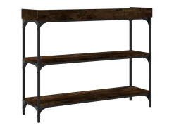 Consola*vidaxl Mesa consola c/ prateleiras 100x30x80 cm carvalho fumado Natural claro