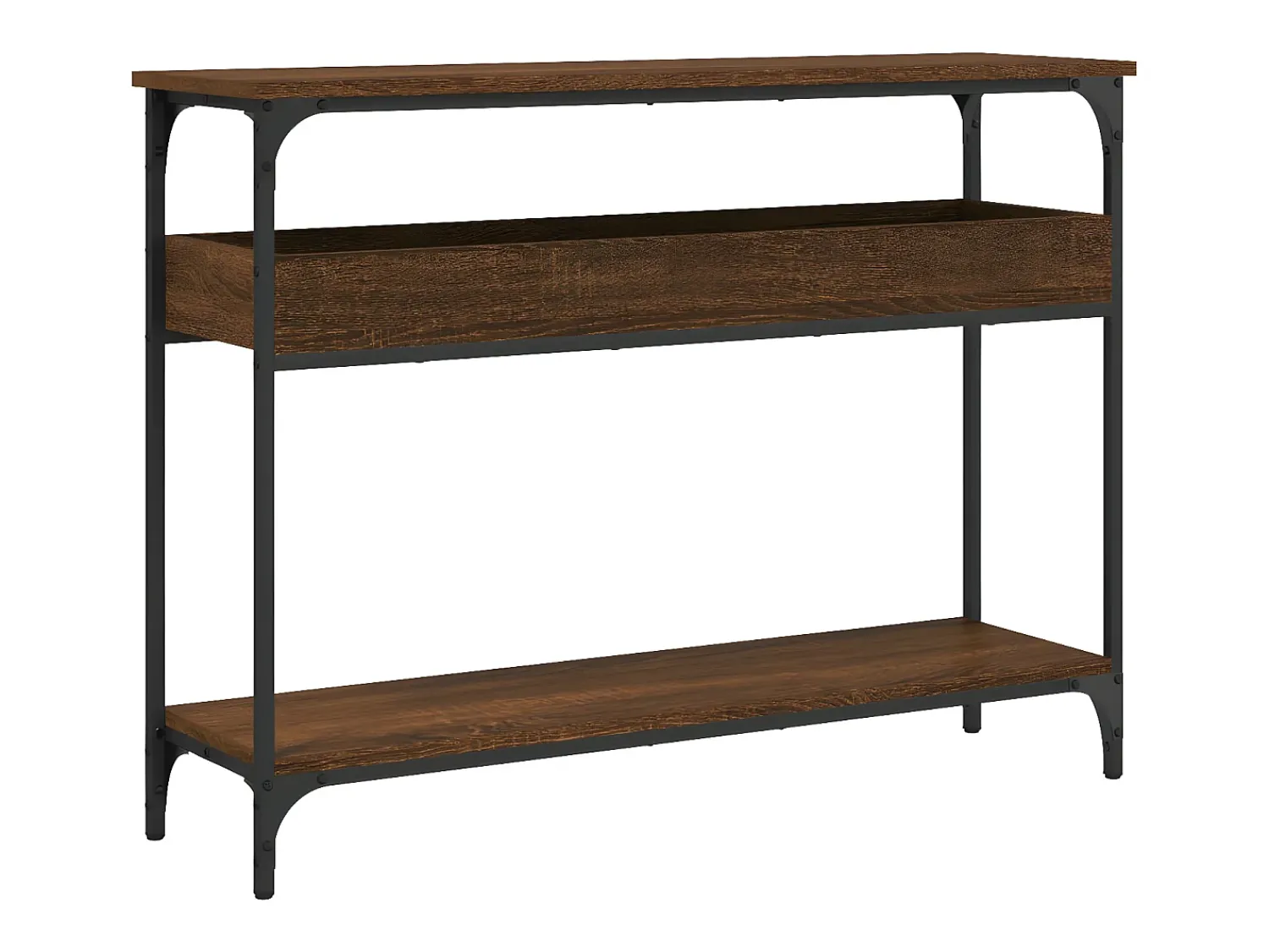 Consola| Mesa consola c/ prateleira derivados madeira carvalho PT708226 Castanho