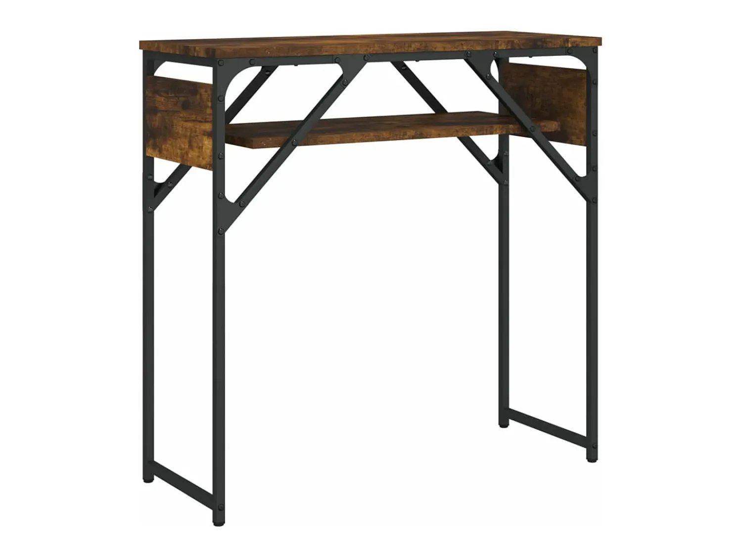 Consola| Mesa consola c/ prateleira derivados de madeira carvalho fumado PT564409 Castanho