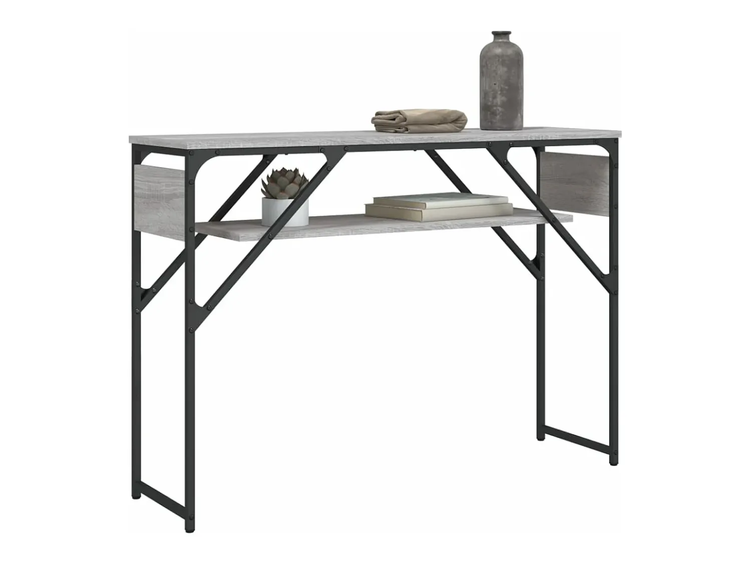 Consola| Mesa consola c/ prateleira derivados de madeira sonoma PT283570 Cinzento