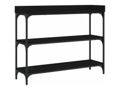 Consola|vidaxl Mesa consola c/ prateleiras 100x30x80 cm Preto
