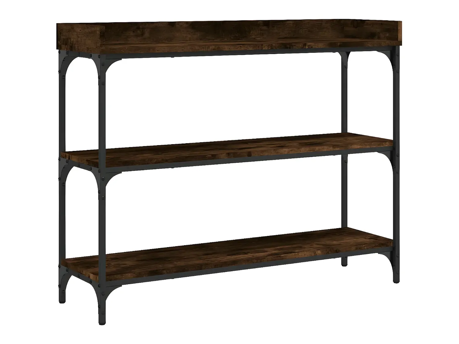 Mesa consola c/ prateleiras 100x30x80 cm carvalho fumado PT149093^ Consola