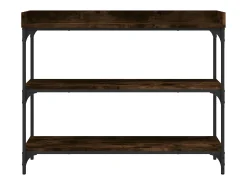 Mesa consola c/ prateleiras 100x30x80 cm carvalho fumado PT149093^ Consola