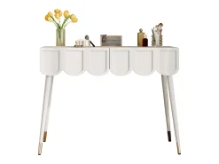 Discount Hauss Spole Mesa consola com 2 gavetas em forma de nuvem - Pés em metal - e dourado Branco