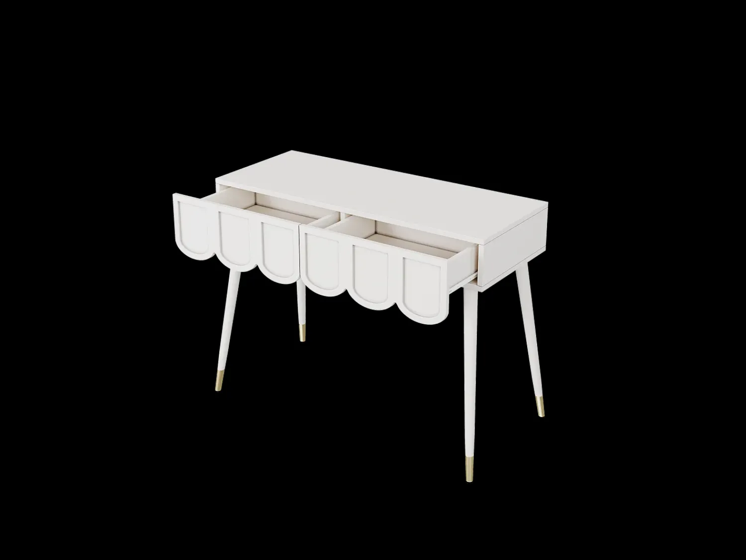 Discount Hauss Spole Mesa consola com 2 gavetas em forma de nuvem - Pés em metal - e dourado Branco
