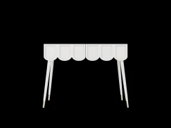 Discount Hauss Spole Mesa consola com 2 gavetas em forma de nuvem - Pés em metal - e dourado Branco