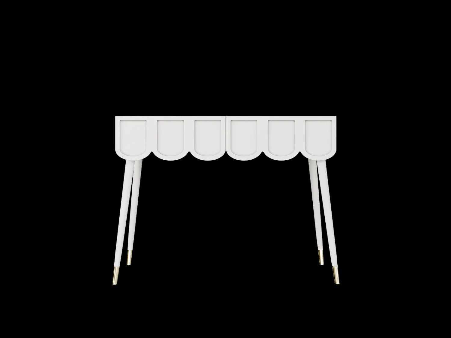 Discount Hauss Spole Mesa consola com 2 gavetas em forma de nuvem - Pés em metal - e dourado Branco