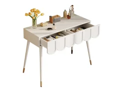 Discount Hauss Spole Mesa consola com 2 gavetas em forma de nuvem - Pés em metal - e dourado Branco