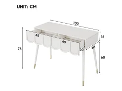 Discount Hauss Spole Mesa consola com 2 gavetas em forma de nuvem - Pés em metal - e dourado Branco