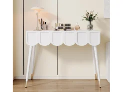 Discount Hauss Spole Mesa consola com 2 gavetas em forma de nuvem - Pés em metal - e dourado Branco
