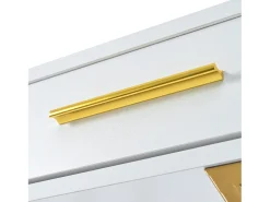 Discount Hauss Spole Mesa consola com 2 gavetas - Pés em metal dourado - 110x32x85 cm Branco