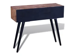 Consola*vidaxl Mesa consola com 3 gavetas, madeira de teca reciclada Natural claro
