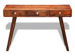 Consola| Mesa consola com 3 gavetas 76 cm madeira sheesham sólida PT796877 Castanho