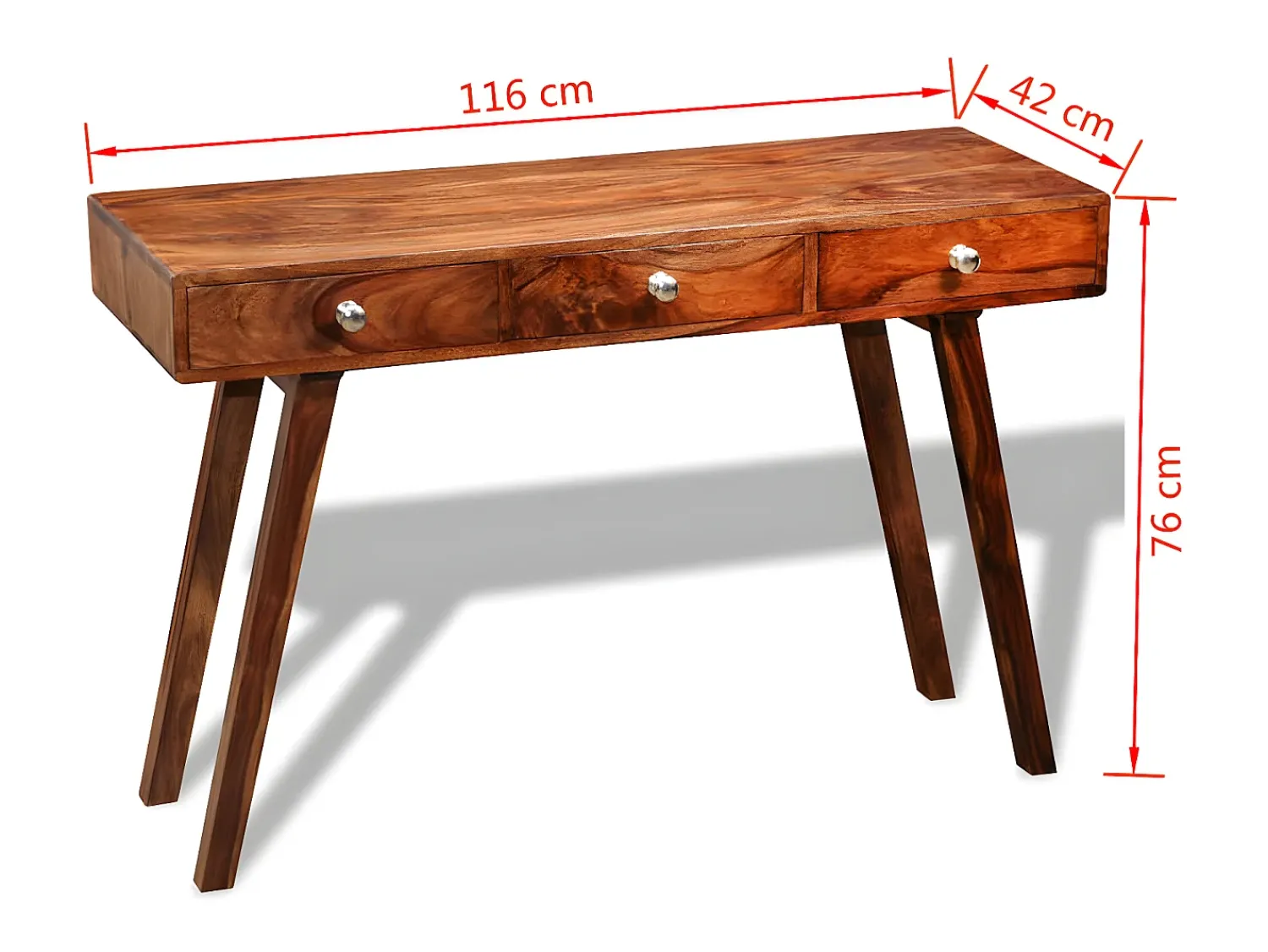 Consola| Mesa consola com 3 gavetas 76 cm madeira sheesham sólida PT796877 Castanho