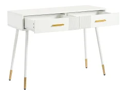 Hauss Spole Mesa consola com 2 gavetas - Pés em metal - e dourado^ Consola