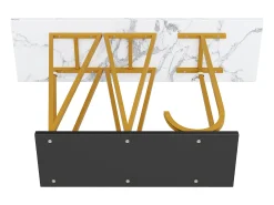 Consola*Hauss Spole Mesa consola com pés em metal dourado - Tampo com efeito mármore 120 x 29,5 x 80 cm Branco