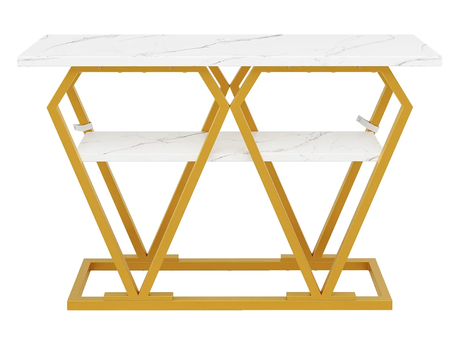 Hauss Spole Mesa consola com tampo com efeito mármore - Pés em metal dourado -^ Consola