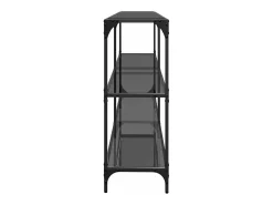 Consola*vidaxl Mesa consola com tampo em vidro 194,5x30x81 cm aço Preto