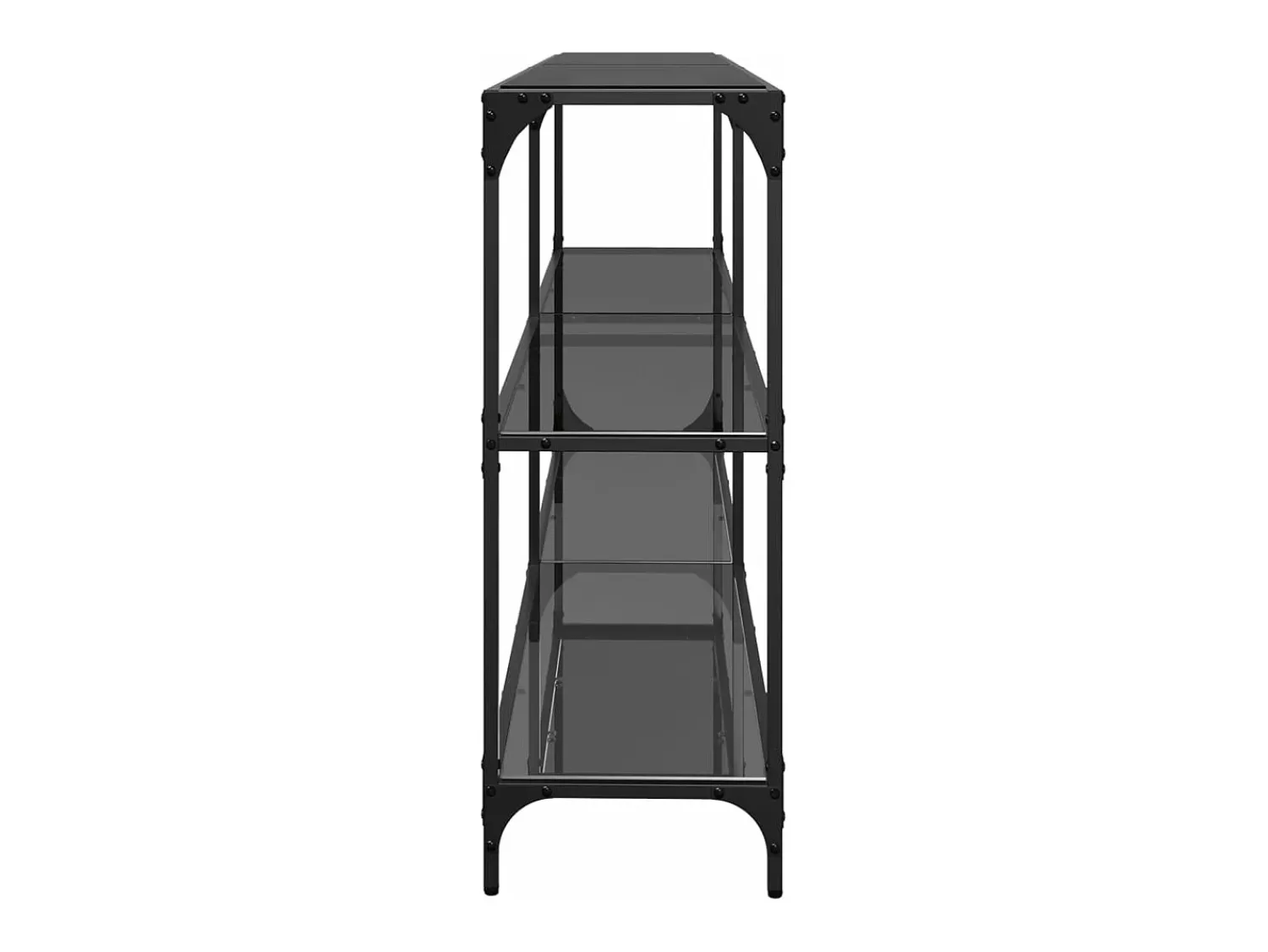 Consola*vidaxl Mesa consola com tampo em vidro 194,5x30x81 cm aço Preto