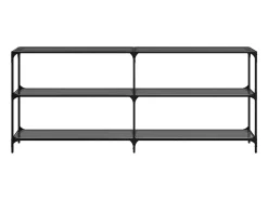 Consola*vidaxl Mesa consola com tampo em vidro 194,5x30x81 cm aço Preto