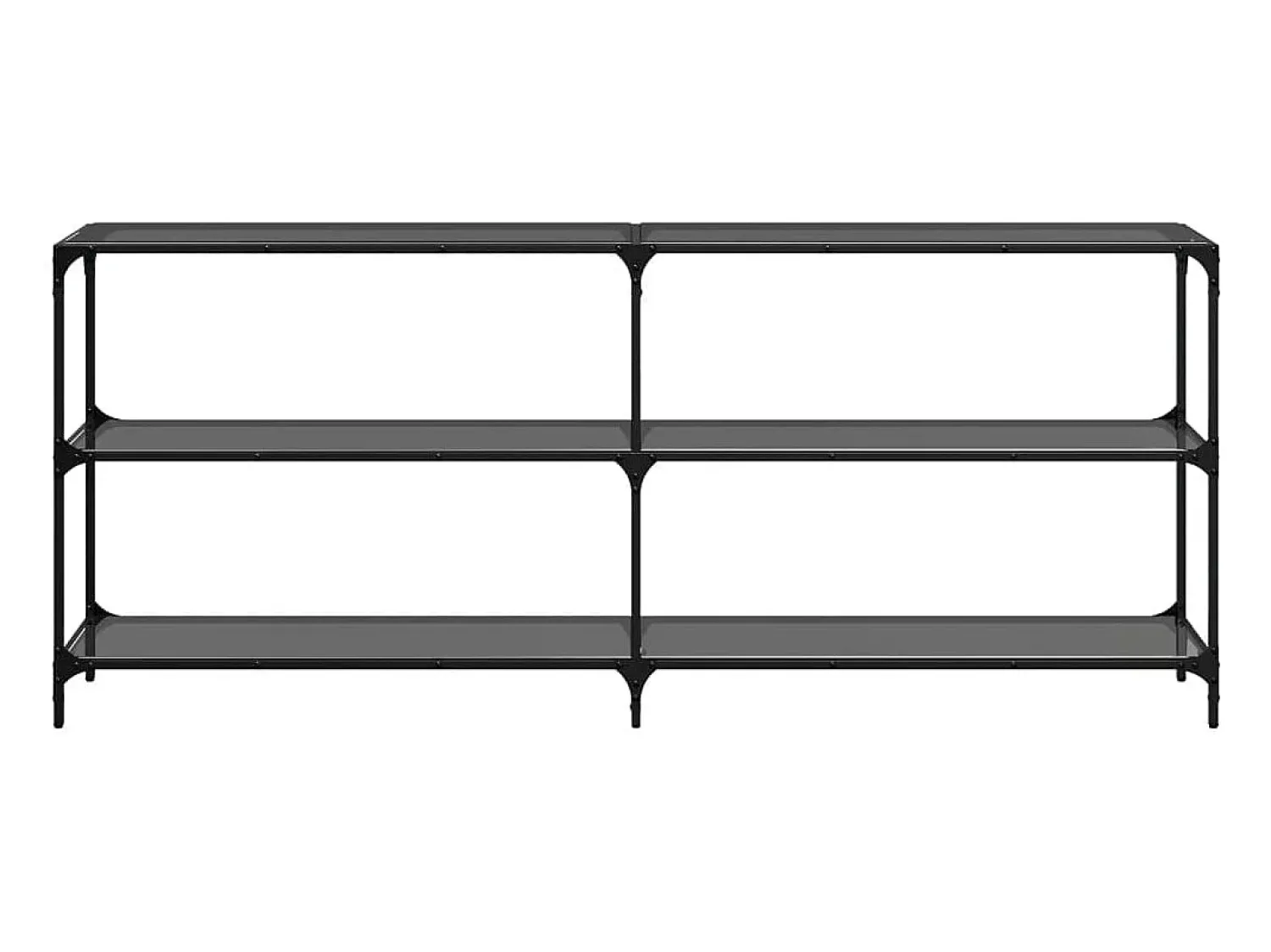 Consola*vidaxl Mesa consola com tampo em vidro 194,5x30x81 cm aço Preto