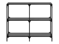 Best Mesa consola com tampo em vidro 98x30x81 cm aço PT215107 Preto