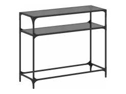 Mesa consola com tampo em vidro 98x35x81 cm aço PT189203^ Consola