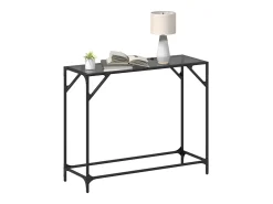 Consola| Mesa consola com tampo em vidro 98x35x81 cm aço PT236550 Preto