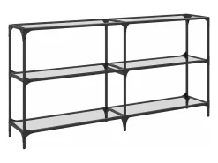 Consola|vidaxl Mesa consola com tampo em vidro 158,5x30x81 cm aço Transparente