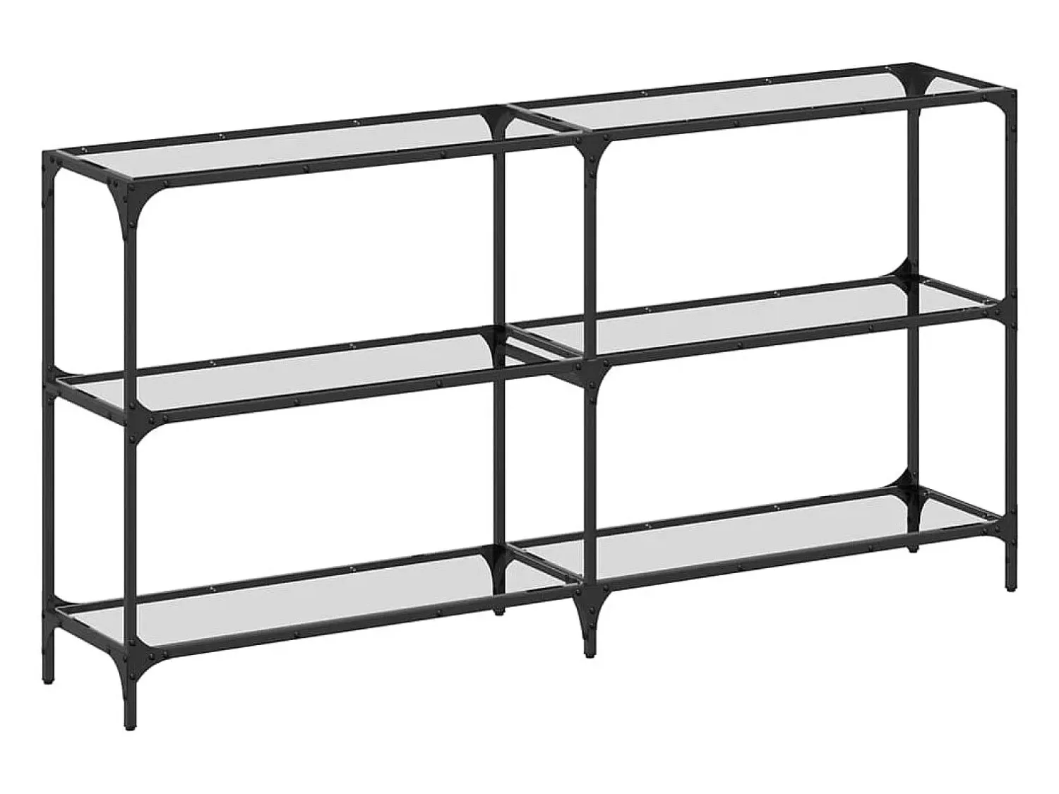 Consola|vidaxl Mesa consola com tampo em vidro 158,5x30x81 cm aço Transparente