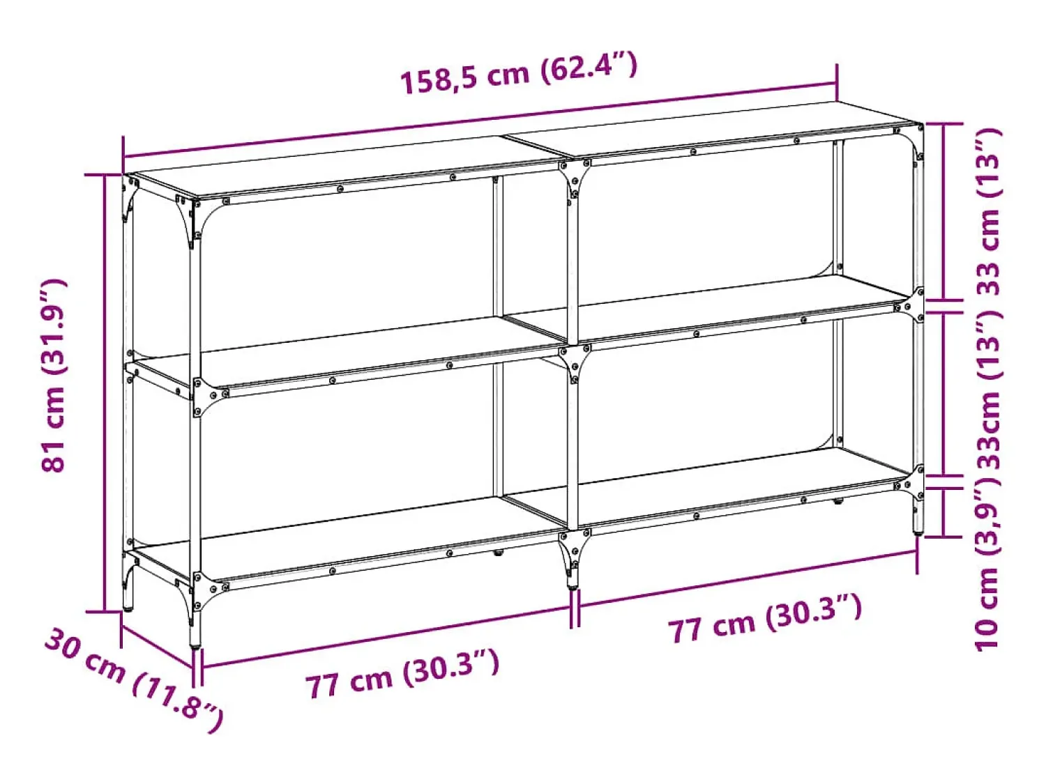 Consola|vidaxl Mesa consola com tampo em vidro 158,5x30x81 cm aço Transparente