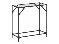 Consola* Mesa consola com tampo em vidro 80x35x81 cm aço PT363030 Transparente