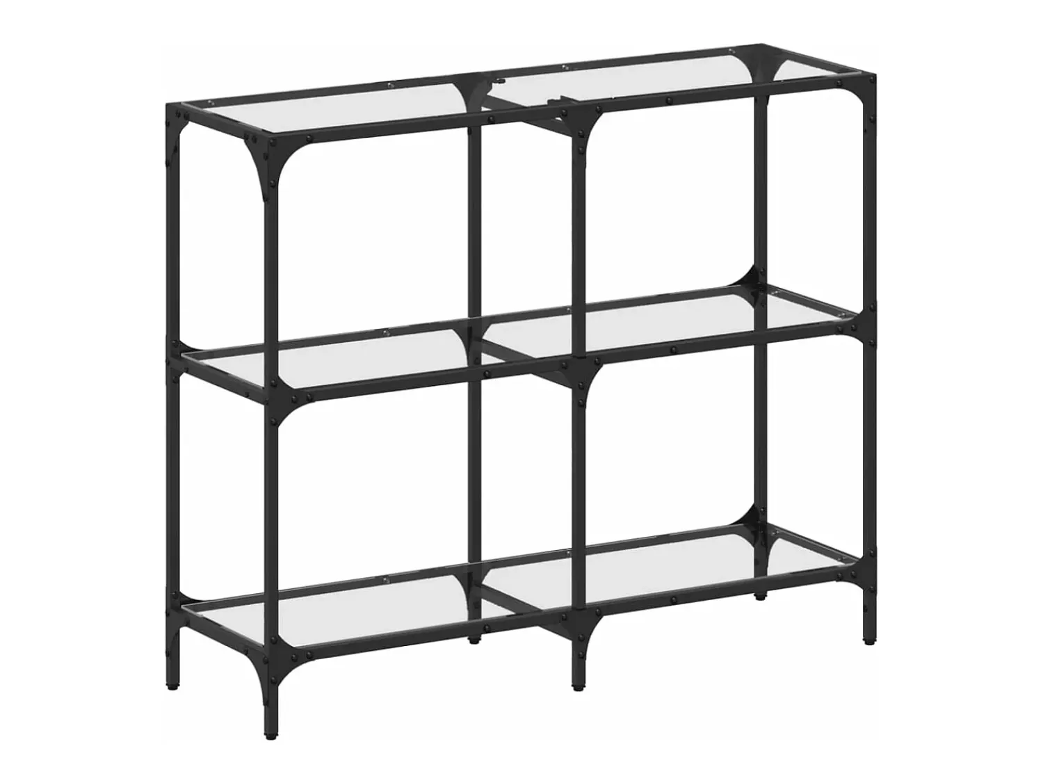 Best Mesa consola com tampo em vidro 98x30x81 cm aço PT828074 Transparente