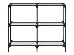 vidaxl Mesa consola com tampo em vidro 98x30x81 cm aço Transparente